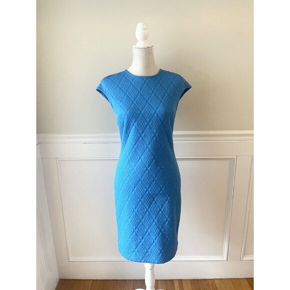Donna Morgan Blue Textured Stretch Sheath Dress Size 2 - Picture 2 of 5
